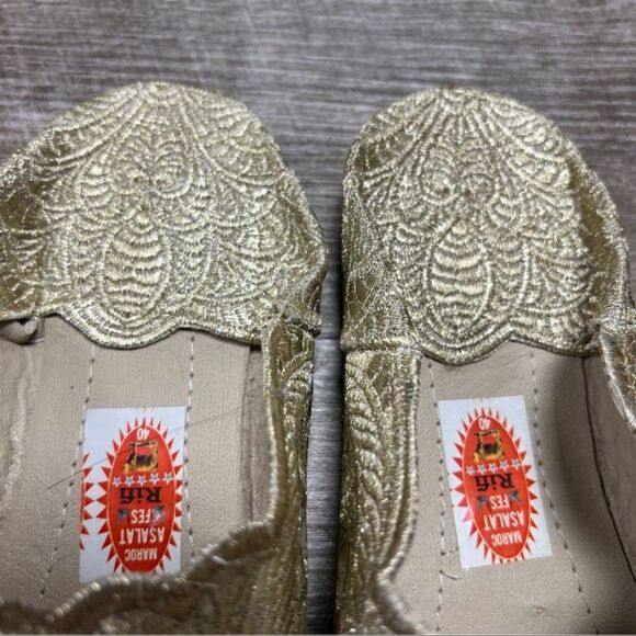 Traditional Moroccan Gold Babouche Slippers Size 9 (EU 40) - Picture 4 of 8